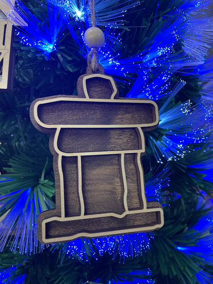 Inukshuk Canada Handcrafted Wood Ornament