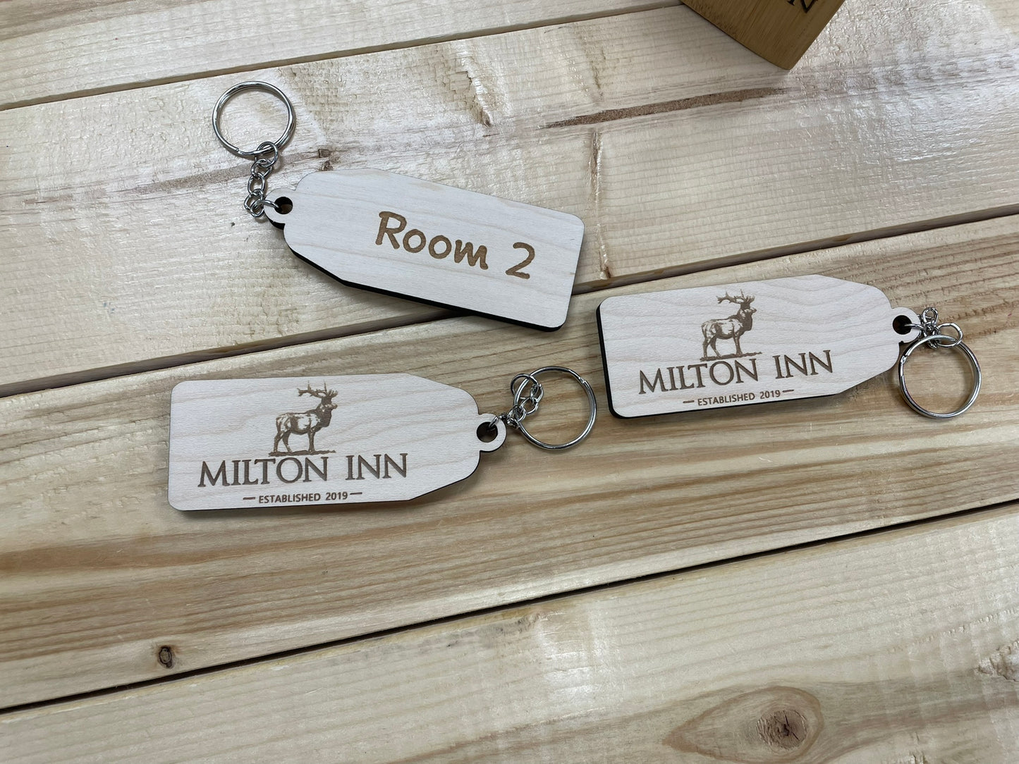 Custom Laser-Engraved Wooden Business Card Keychain