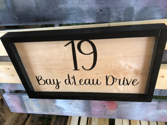 Custom Wooden House Address Sign with Frame – Personalized Street & Number Plaque for Home Décor and Outdoor Display