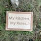 Rustic Wooden Kitchen Sign – “My Kitchen, My Rules” – Handmade Farmhouse Wall Decor