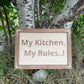 Rustic Wooden Kitchen Sign – “My Kitchen, My Rules” – Handmade Farmhouse Wall Decor