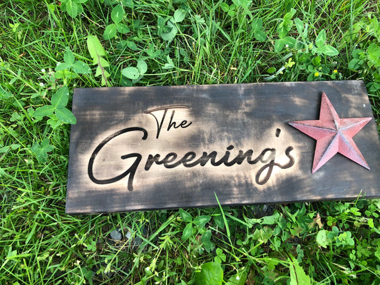 Custom Outdoor Wooden Hanging Sign – Personalized Family or Business Name