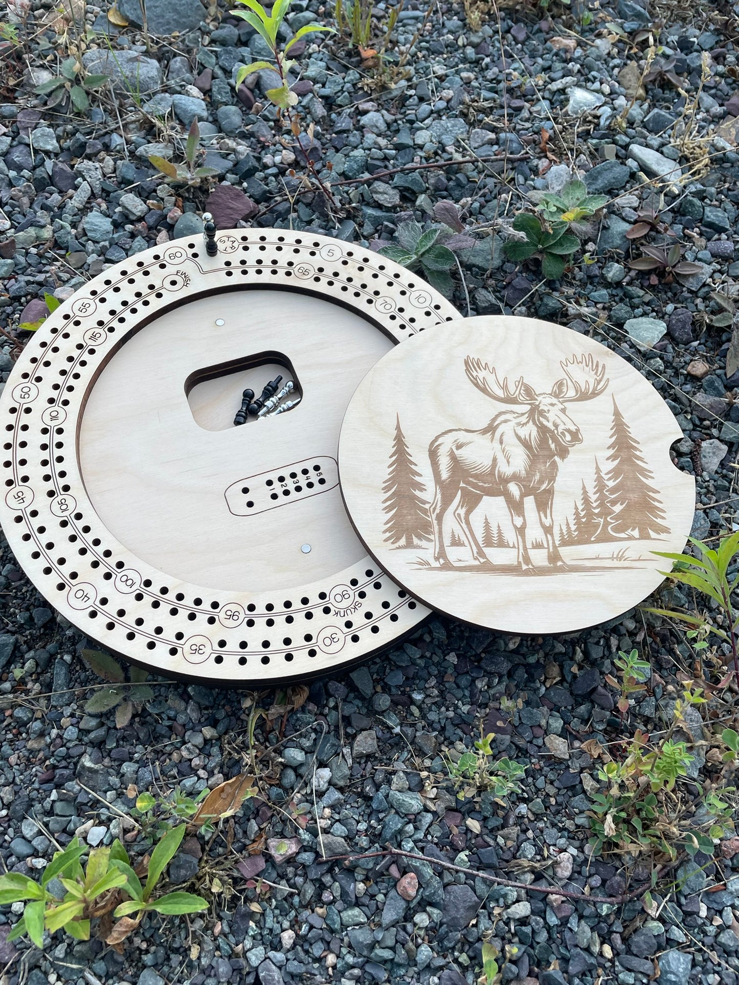 Handcrafted 9 Inch Two Player Cribbage Board with Storage | Wooden Travel Game by F&C Gift Store