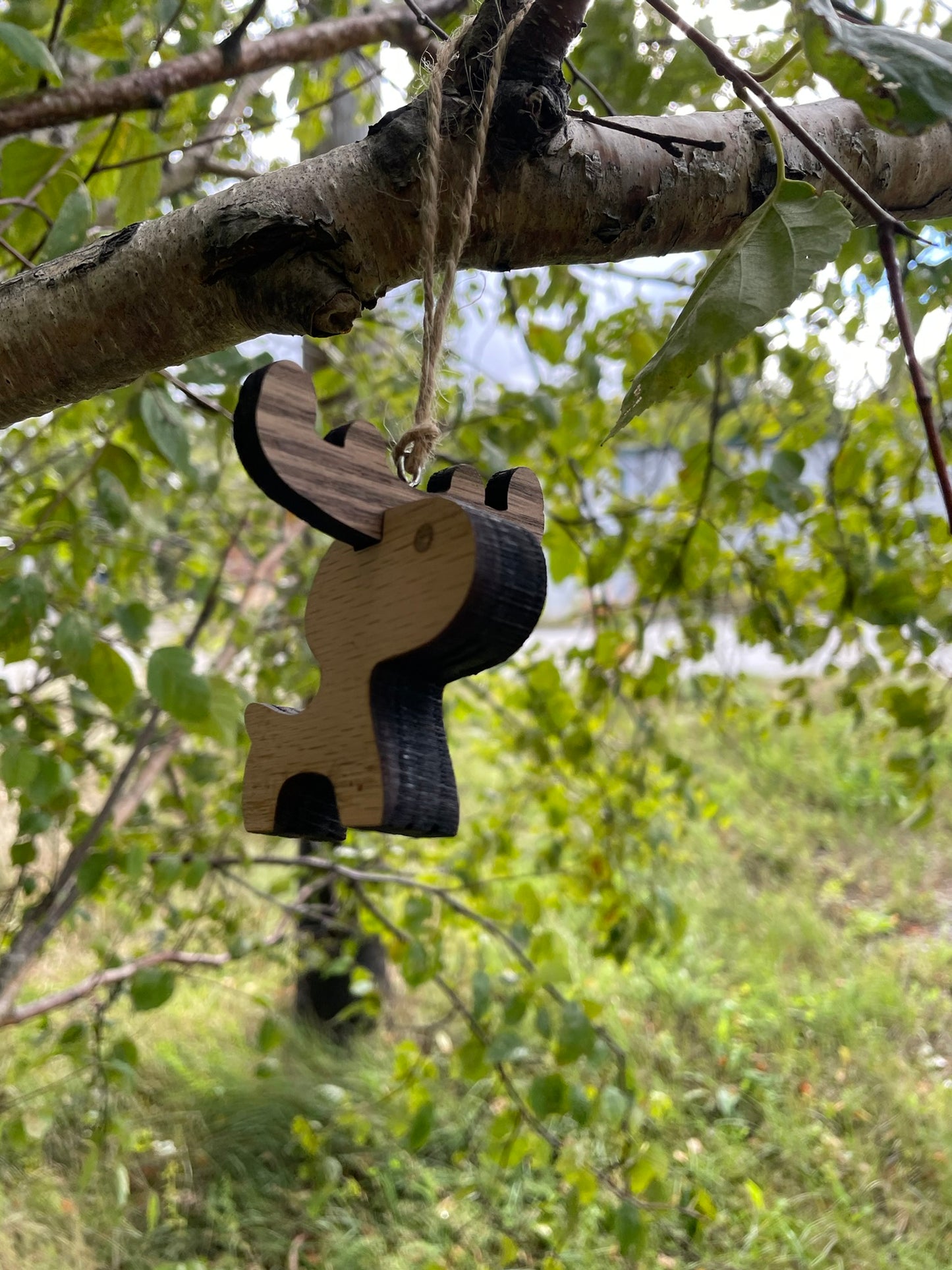 Handcrafted Oak Moose Ornament