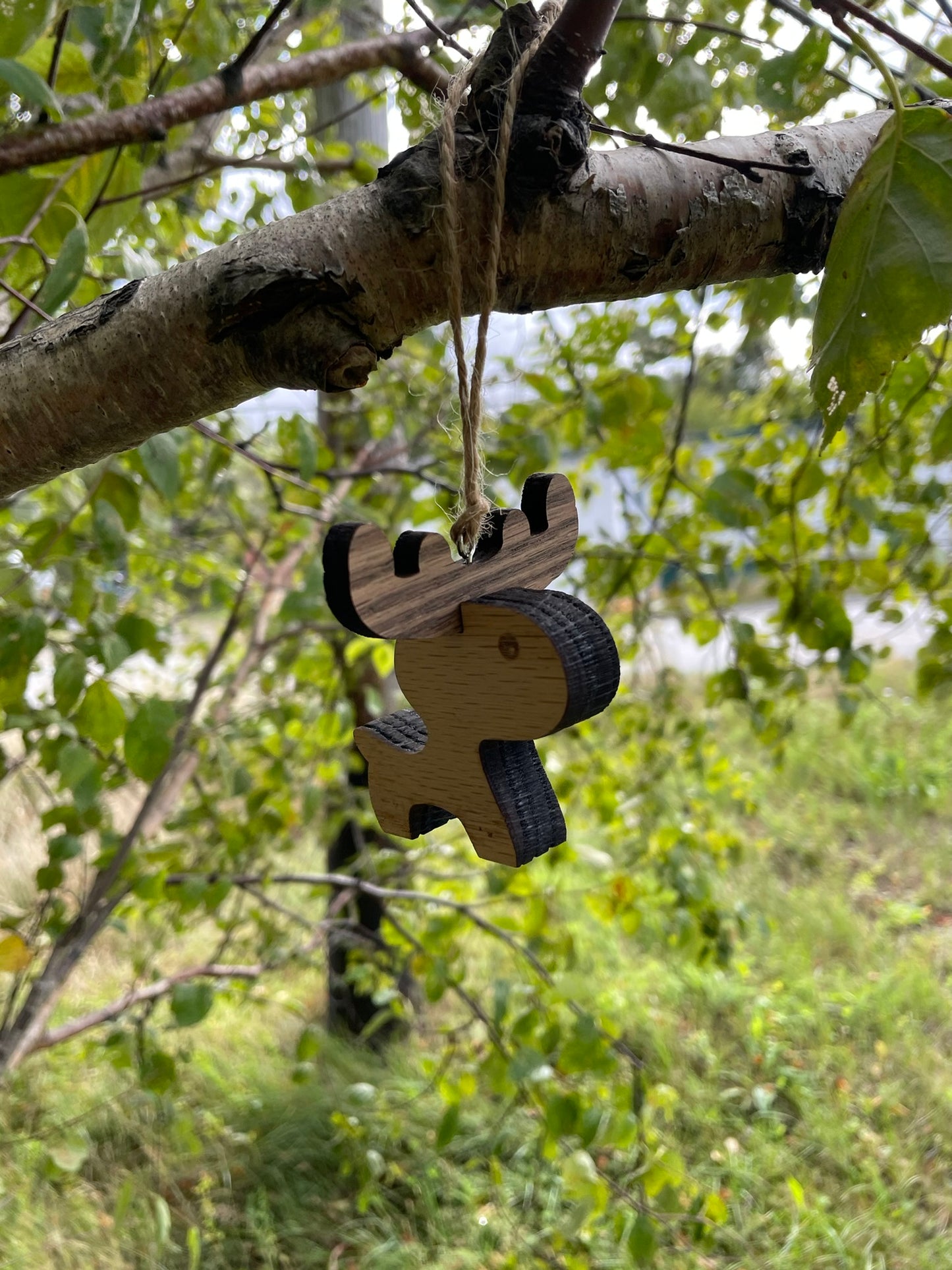 Handcrafted Oak Moose Ornament