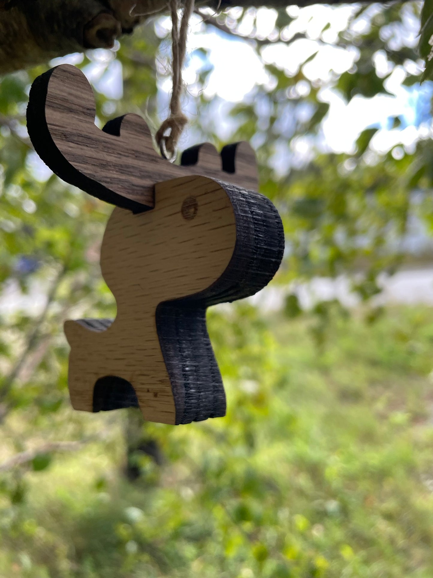 Handcrafted Oak Moose Ornament