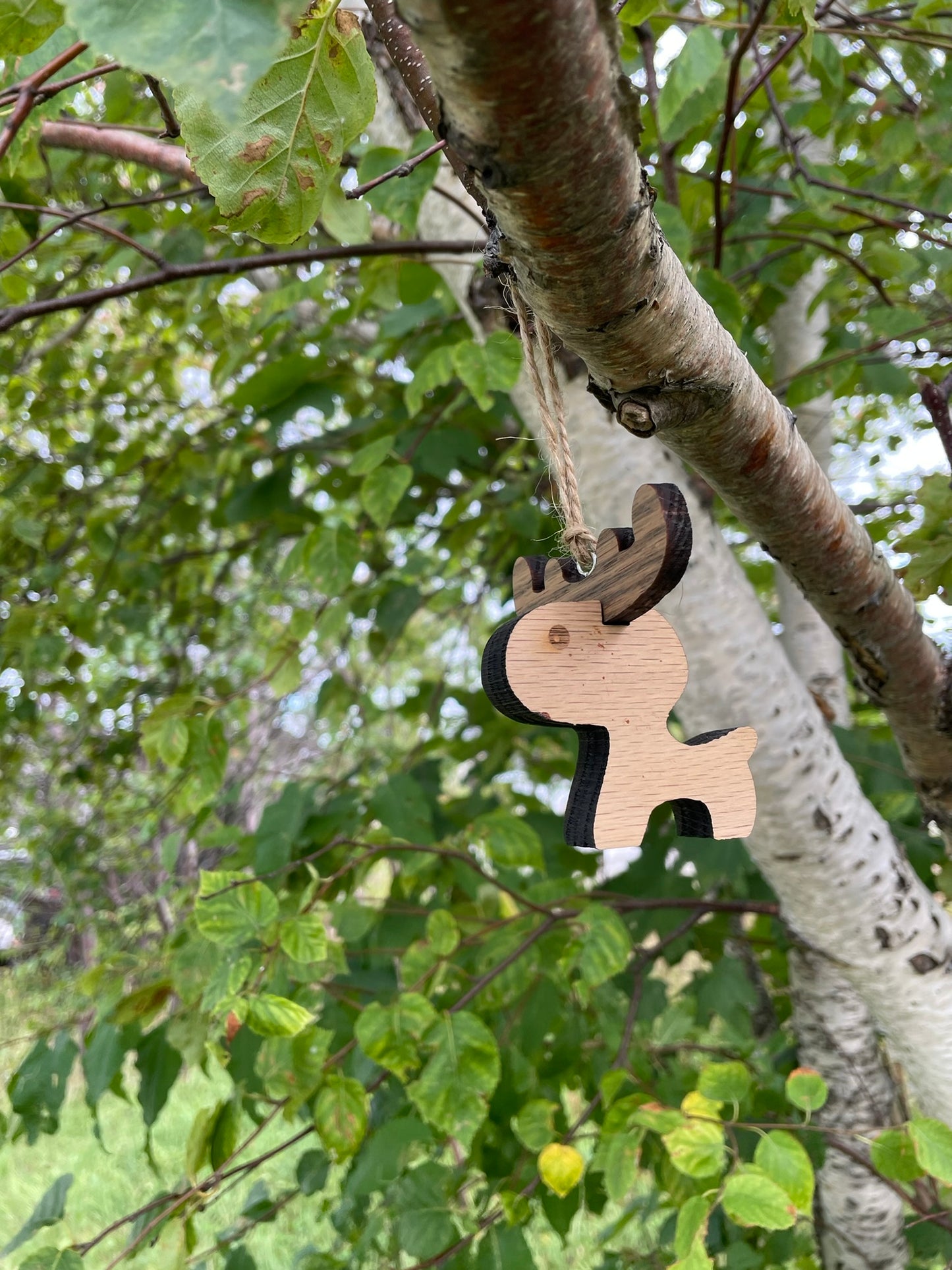 Handcrafted Oak Moose Ornament