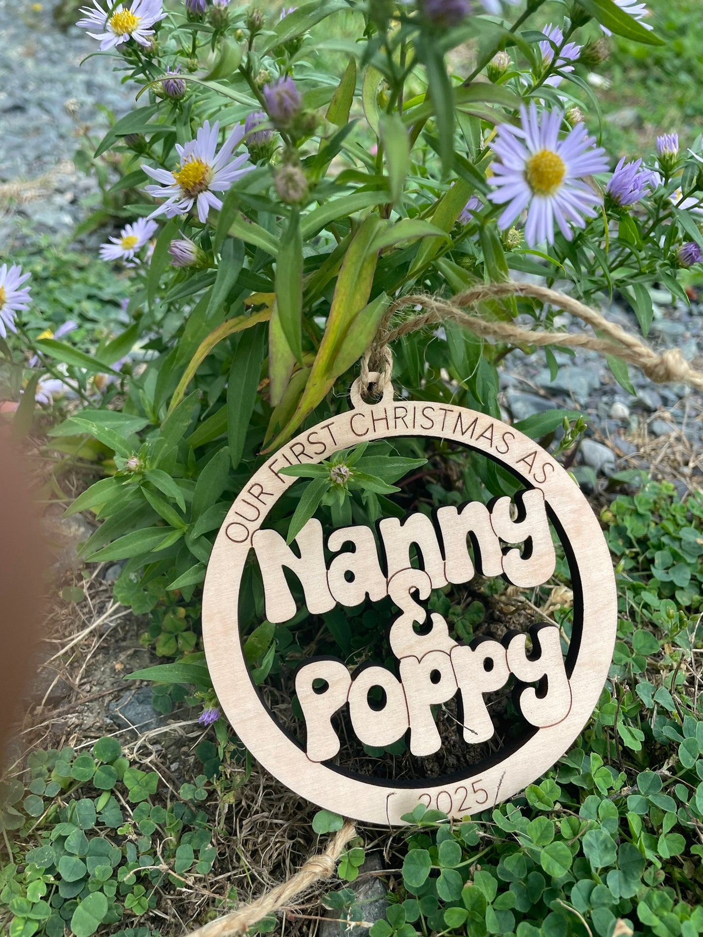 Personalized “Our First Christmas As” Wooden Ornament – Nanny & Poppy, Mom & Dad, Grandma & Grandpa, or Mr. & Mrs.