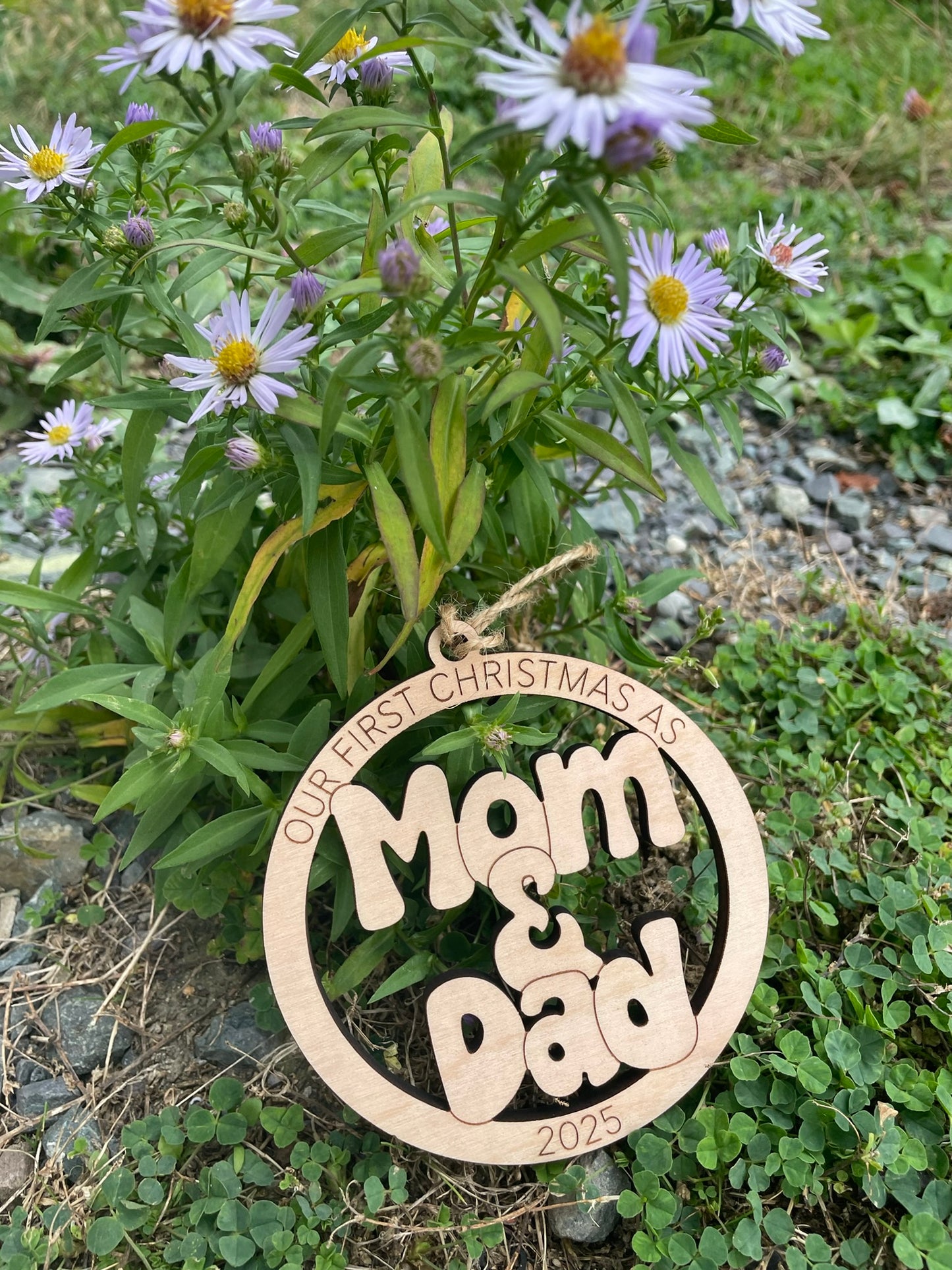 Personalized “Our First Christmas As” Wooden Ornament – Nanny & Poppy, Mom & Dad, Grandma & Grandpa, or Mr. & Mrs.