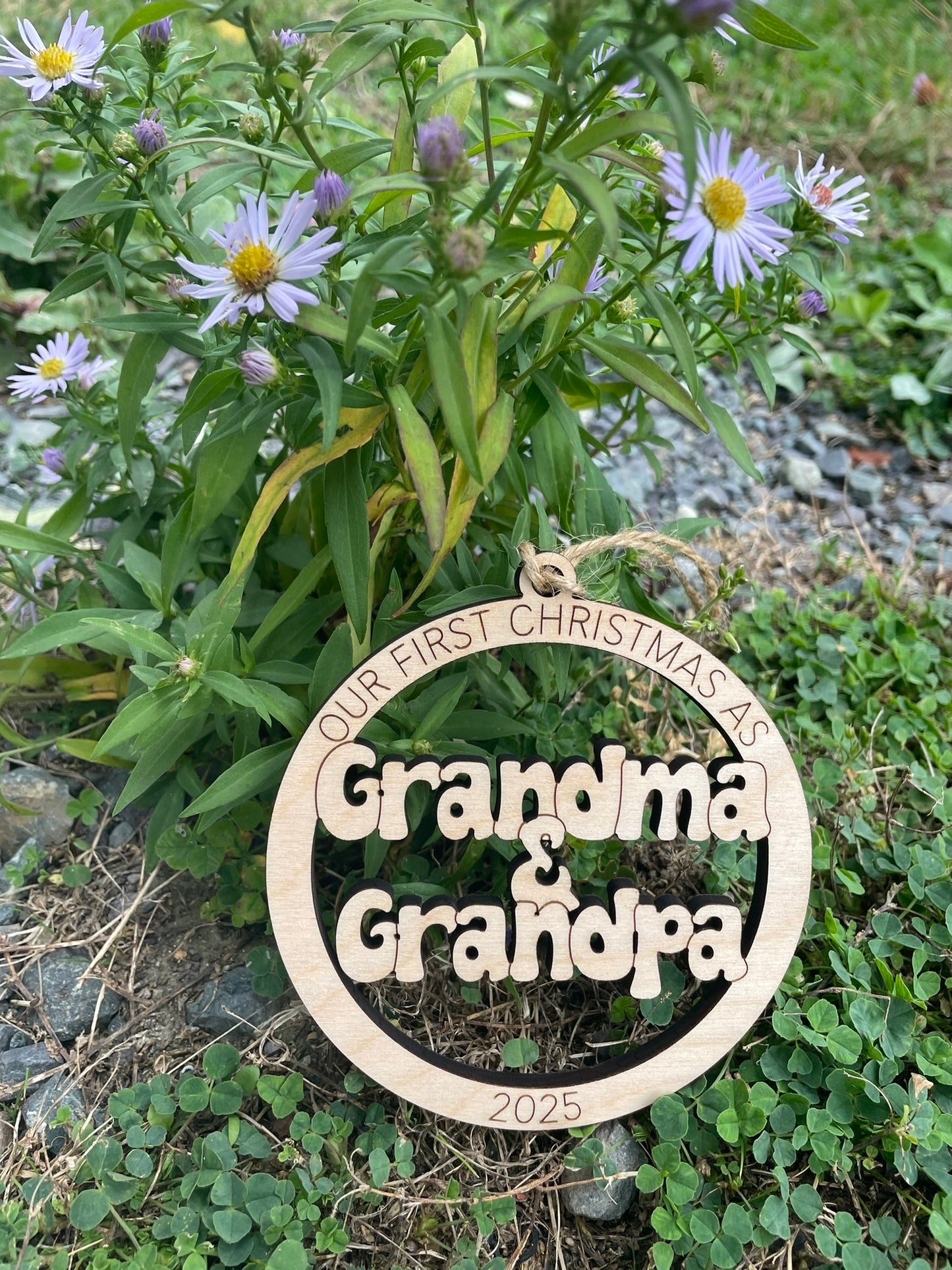 Personalized “Our First Christmas As” Wooden Ornament – Nanny & Poppy, Mom & Dad, Grandma & Grandpa, or Mr. & Mrs.