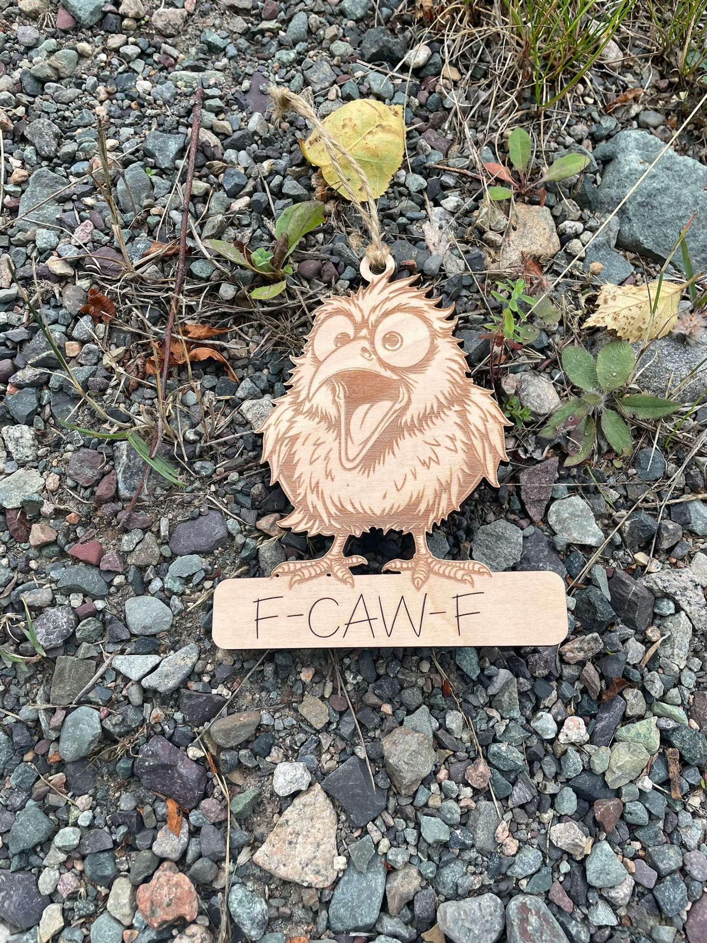 Funny “F-CAW-F” Crow Wooden Ornament – Laser-Cut Farmhouse Christmas Decoration