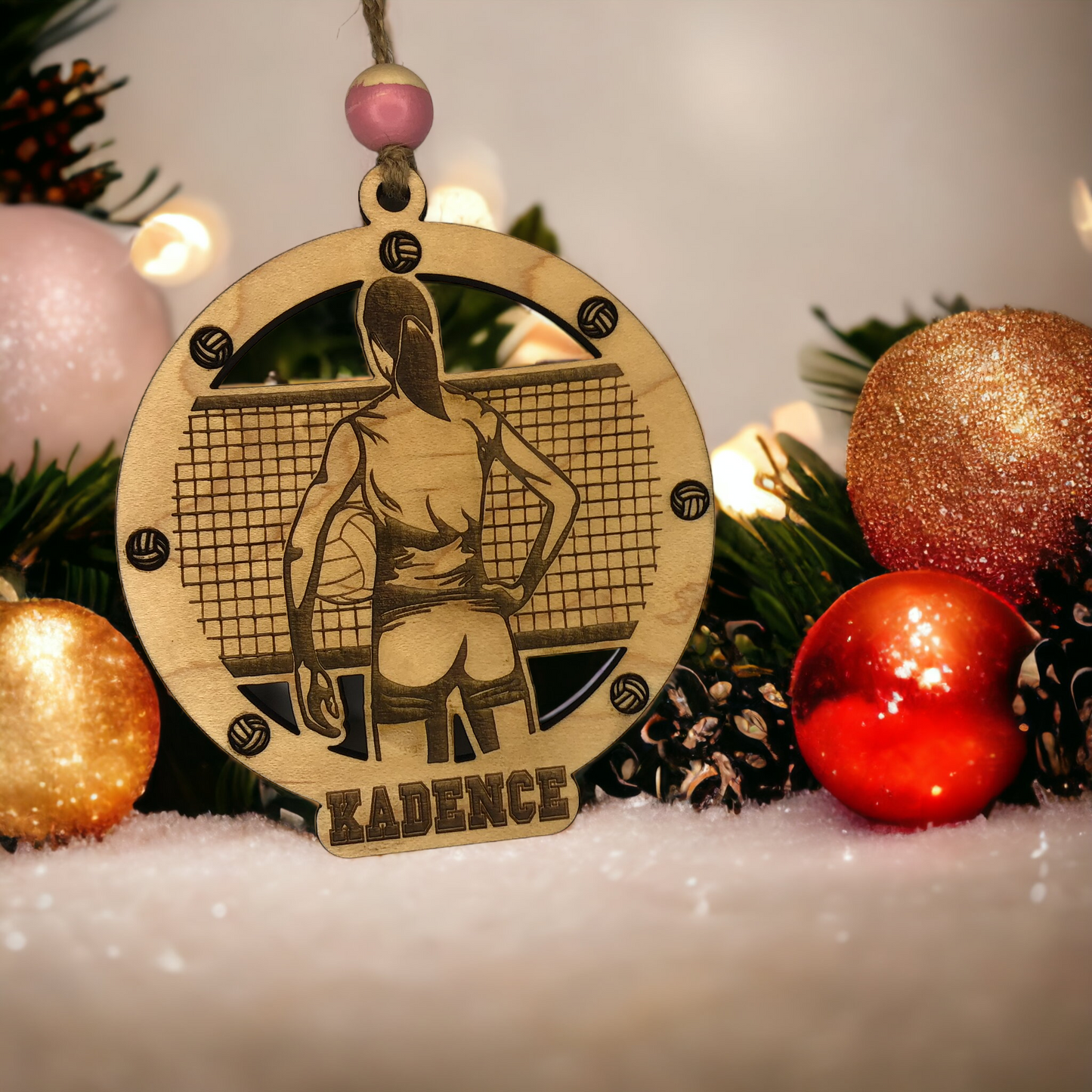 Custom Engraved Name volleyball player Ornament