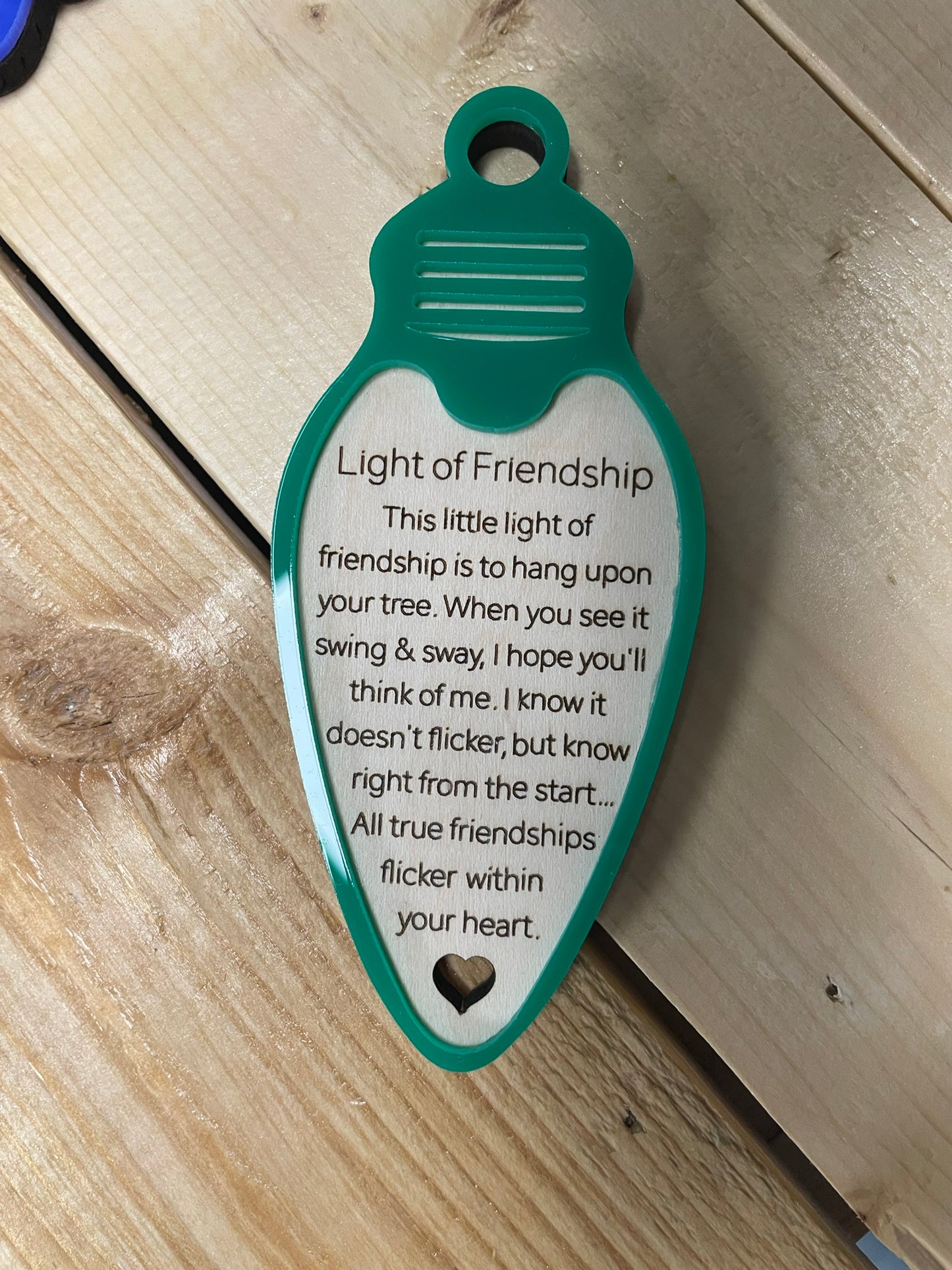 Light of Friendship Christmas Ornament – Wood & Acrylic