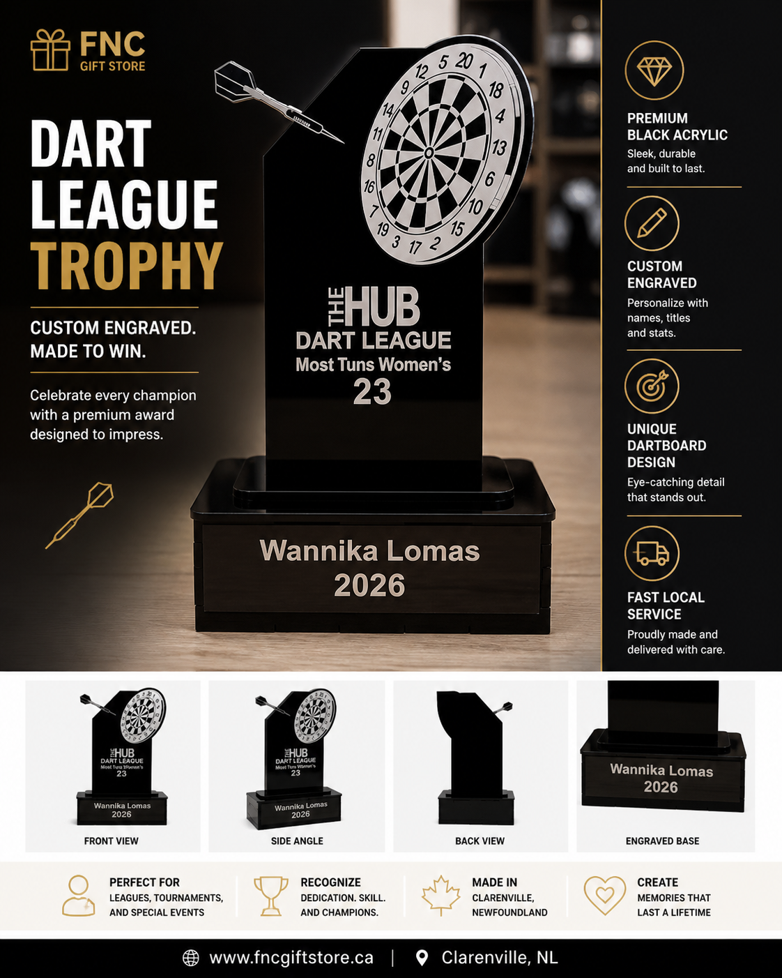 Custom Dart League Trophy