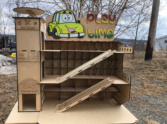 Toy shelf wooden garage